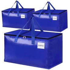 하루꿈 대용량 이사박스 이사가방 다용도 정리 파우치 이불 의류 수납 정리함 접이식 방수, 3개, 블루