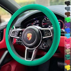 토이팝21 논슬립 차량용 핸들커버 실리콘 얇은 원형 D컷 15컬러, 진녹색