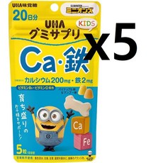 UHA 미각당 구미 키즈(KIDS) 칼슘 철 파인애플 망고 맛 20일분 x5개