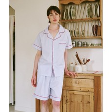 [오끼뜨] OGGITT (m)스탠다드 티킹 스트라이프 파자마 반소매세트 화이트