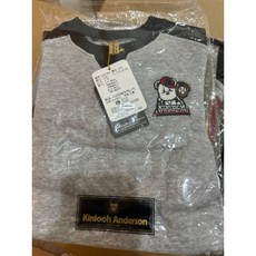 KA小金安德森拼接配棒球熊休閒上衣，可愛童趣，柔軟舒適，拼接條紋設計，時尚有型, 1個, 85灰色捕手上衣, 85灰色捕手上衣