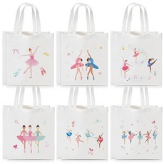 Y1tvei 발레리나 캔버스 토트백 - 귀여운 발레 댄싱 걸 재사용 가능한 식료품 쇼핑백 발레 애호가를 위한 댄스 리사이틀 선물 화이트. L