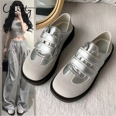 砂糖夢境 優妮蒂時尚復古德訓鞋 魔術貼厚底百搭運動鞋, 米白色-升級版-【面料更舒適】,39 腳大腳肥建議拍大一碼