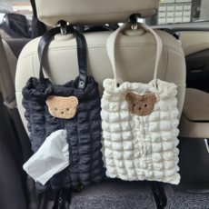 호두스토어 차량용 여행용 곰돌이 휴지걸이 휴지케이스, 1개, 블랙