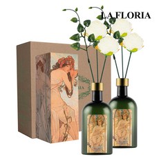 라플로리아 꽃 디퓨저, 2개, 500ml, S4.신혼부부꽃향/A10.둥근장미(소)-L12/화이트