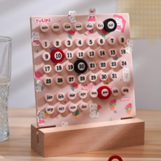 iKlim 미니 링어데이트 만년달력 DIY 캘린더 탁상용 우드인테리어달력, 1세트, 04 연분홍 만년달력