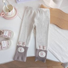 兒童女寶寶春秋季外搭卡通打底褲24新款修身休閒小兔小兔拼接長褲