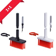 [1+1] 블체 5 in 1 키보드 노트북 청소 솔 키트 에어팟청소 브러쉬 다용도, 화이트레드+블랙레드, 1개