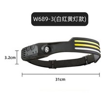 頭燈 強光頭燈 充電頭燈 超亮LED頭燈 頭戴式頭燈 戶外頭燈 感應頭燈 COB工作照明燈, 1個, 揮手感應  超長續航 一人一個,升級 高亮40平 雙燈帶 雙光源