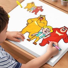 汪汪涂色幼兒園兒童寶寶畫畫圖畫畫冊女孩卡通涂鴉繪畫填色套裝, 熊出沒涂色本【48張不重復】A4加厚卡紙