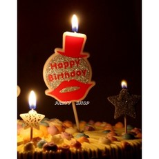 DAX AO 翹鬍子紅唇造型生日蠟燭 蛋糕裝飾, 1個, 紅(不含運)未滿佰元不出貨