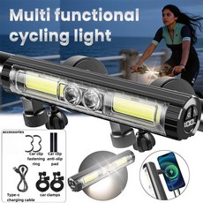 100LM 충전식 자전거 라이트 근거리/원거리 빔 듀얼 브래킷 자석 훅 3000mAh LED 전조등 야외, 1개