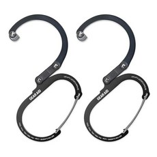 GEAR AID HEROCLIP 카라비너 클립 후크 스몰 지갑 유모차 백팩용 블랙 앤 블루 2팩 201669, Stealth Black, 2 Pack