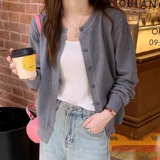 플랜와이 여성 라운드 니트 가디건