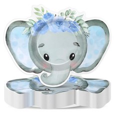 코끼리 모양 종이 접시 48개 블루 베이비 샤워 파티 용품 일회용 코끼리 플라워 식기 접시 장식 남아용 샤워 생일 용품, 코끼리 모양 종이 접시 48개, 블루 베이비 샤워 파티