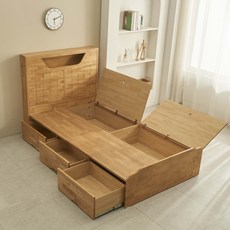 [코발가구] 튼튼한 고무나무 원목 헤드 침대 SS 통깔판 저소음 프레임, 고무나무 원목 침대 프레임 + 오로라 독립 매트리스