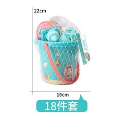 現貨沙灘戲水C17C迷你輕量兒童玩具組黃小鴨人物海洋童玩沙灘桶挖沙鏟子工具, 1個, 人物海洋-18件套