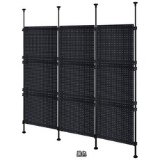 頂天立地191鐵製洞洞板屏風置物架(可吸磁鐵)-可當防疫隔間屏風, 黑色, 1個