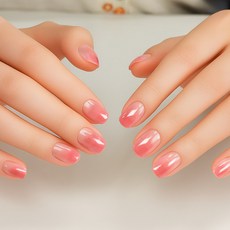 인조손톱 붙이는 미들 숏 네일팁 라운드쉐입, 1개, 숏네일팁#17_그라핑크