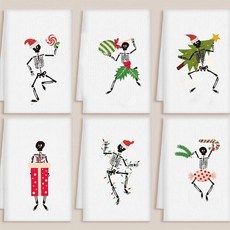 Breling 6피스 고딕 크리스마스 장식 주방 타월 재미있는 해골 접시 핸드 겨울 휴일 봉제 스타킹 선물 홈 데코