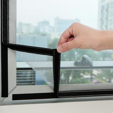 창문 주름 방충망 모기장 메시 접착, 맞춤형 더블 실 그레이메시블랙엣지, 1개