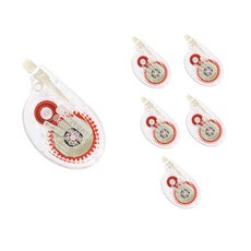 미색 속지용 아이보리칼라 8m 롱 수정테이프, 6개, 레드