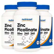 뉴트리코스트 징크 아연 피콜리네이트 50mg 240캡슐 3병, 240정, 3개