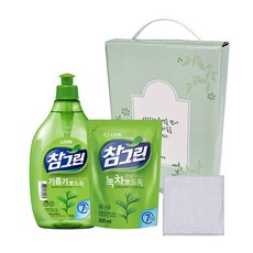 참그린 기름기 뽀드득 주방세제 본품+리필+수세미 세트 판촉용 답례품 선물용, 1세트