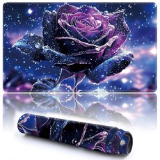 BPQOJB MTG 플레이매트 35 x 59.9cm(13.7 23.6인치) 내구성 있는 플레이 매트 존과 미끄럼 방지 고무 스티치 매끄러운 표면 TCG 및 기타 배틀 게임, 보라색 장미 꽃, 15.76 x 27.5 inch