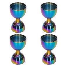 바텐딩용 프리미엄 벨 지거 1개 칵테일 지거 56.7g(2온스) 28.3g(1온스) 내부 측정 프리미엄 304 스테인리스 스틸 샷 측정 더블 지거 바 (실버 1팩), Rainbow