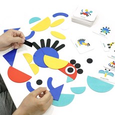 푸르베베 휴대용 원목 칠교놀이 퍼즐 탱그램, 1개, 기초도형세트, 1인용