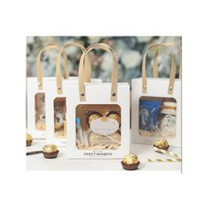 쁘띠박스 투명창 손잡이 쇼핑백 상자 답례품 선물 포장지 구디백 L 10PCS, 1세트, 화이트