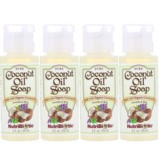 뉴트리바이오틱 퓨어 코코넛 오일 솝 라벤더 & 민트, 4개, 59ml