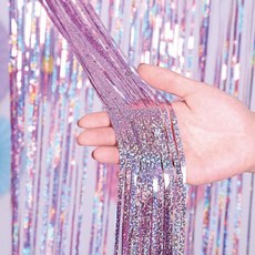 브라이덜샤워 생일 홀로그램 파티커튼 벽장식 꾸미기, 홀로그램 실버, 1개