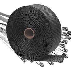 에야요 배기 랩 파이프용 히트 헤더 롤 10개의 스테인리스 타이가 있는 오토바이용 유리 섬유 방열 테이프 범용 블랙 2인치 x 16.4인치, Brown, 2" x 50'