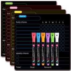 검은 달력 지울 수있는 월간 일정 자기 건조 닦아 냉장고 스티커 메시지 보드 부드러운 자석, 6개 스틱 4장