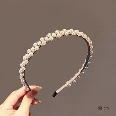 MOYI 髮箍 珍珠水鑽洗臉頭箍, 1個, 優雅珍珠壓發頭箍