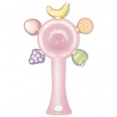 JoyBaby 二合一咬咬牙膠 搖鈴手拿棒 磨牙固齒器, 粉紫-水果造型, 1個