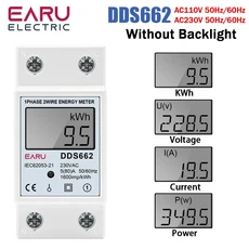 호환 단상 LCD 디지털 에너지 미터 재설정 제로 kWh 전압 전류 전력 소비 카운터 전기 230V Din 레일, 04 AC110V 50Hz, 04 DDS662