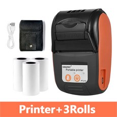 미니 휴대용 열전사 영수증 POS 프린터 무선 블루투스 58mm 티켓 빌 IOS 안드로이드 PC 인보이스 비즈니, [03] Orange 3Rolls Case
