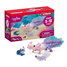 [5] Schleich Bayala - 3피스 다채로운 Axolotl 피규어 장난감 세트 - 여아 및 남아용 인어 신화 생물 놀이 세트 - 귀여운 해저 요정 도롱뇽 피규어 -