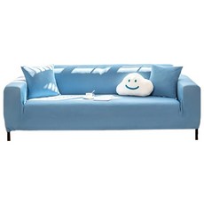 涼感新科技彈力冰絲沙發套全包式, 防水, 高彈力, 多種顏色可選, 雙人 145cm-185cm, 寧靜藍, 1個