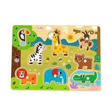 하이판도 꼭지퍼즐 원목퍼즐 사파리, 1세트, 8피스