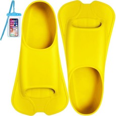 Happyouth 수영 오리발 수영 트레이닝 오리발 짧은 오리발 실리콘 수영 오리발 메시 백 포함 랩 수영 어린이 성인 남성 여성용, 옐로우