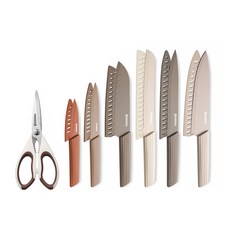 生活采家 不鏽鋼刀具13件組 (含刀套): 料理刀 切肉刀 廚師刀 麵包刀 水果刀 鋸齒刀 剪刀 廚房刀具, 1套, 含刀套 料理刀 切肉刀 廚師刀 麵包刀 水果刀 鋸齒刀 剪刀 廚房刀具