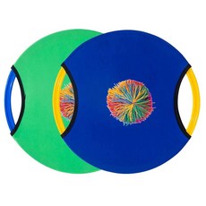 2PCS 야외 놀이 트램펄린 패들 공 및 비행 디스크 부모 자녀 상호 작용 게임 해변 잔디 뒷마당 스포츠 파티 호의, Green Blue