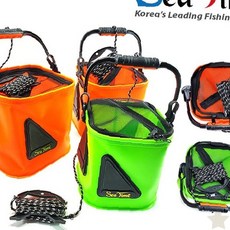낚시 접이식 휴대용 물통 바다낚시 민물낚시 활어 보관 물고기 보관통 접이식 버킷, 1개, 씨타임 EVA 두레박20L 그린