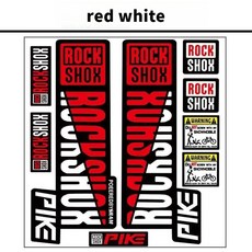 ROCKSHOX 프론트 포크 데칼 자전거 MTB Road Rock Shox PIKE 스티커 자전거 DIY 레이싱 사이클링 보호 다채로운 필름 키트, [09] red white, 1개