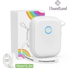 Thund Leod 휴대용 라벨기 블루투스 연결 감열식 프린터, 1개, 흰색