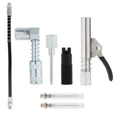 Goktvai 7피스 그리스 건 액세서리 키트 니들 노즐 2개 90° 그리스 커플러 어댑터 커플러 니들 디스펜서 저크 피팅 클리너 자동차 농장 산업용 29cm/11, Goktvai 7피스 그리스 건 액세서리 키트, 니들